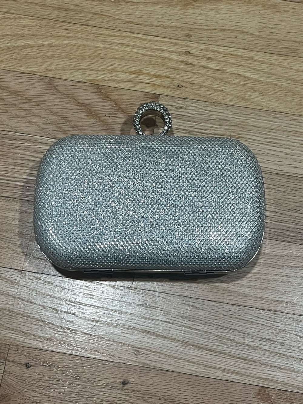 CHARMING CHARLIE RSVP Silver Rhinestone Ring-Clasp Evening Clutch